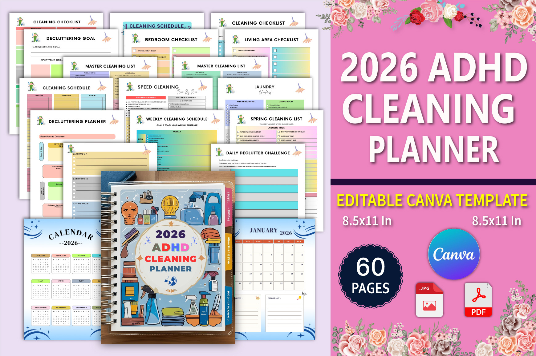 2026 ADHD Cleaning Planner