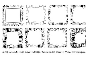 8 svg items Artistic frames design., a Background Graphic by SketchArtStudio