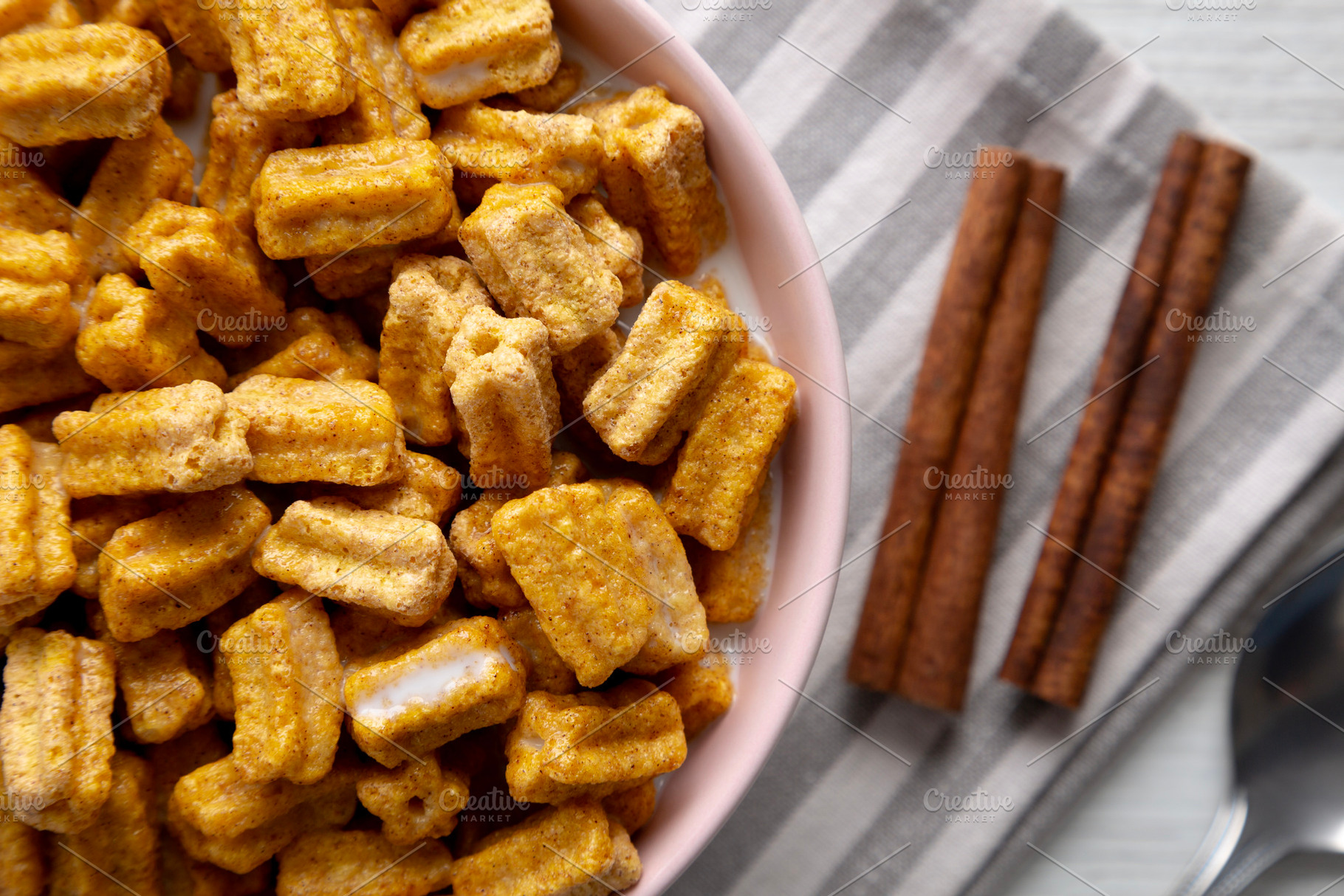 Healthy Mini Churros Breakfast with Whole Milk, a Food & Drink Photo by LiudmylaChuhunova