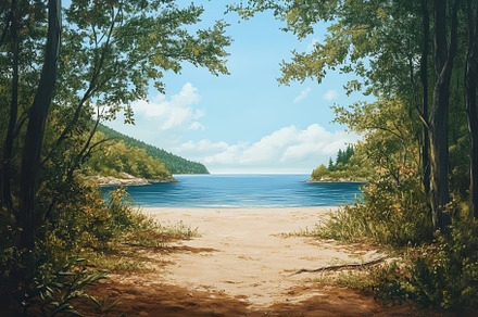 Bright coastal landscape with tranqu, a Photo by Iftikhar Alam