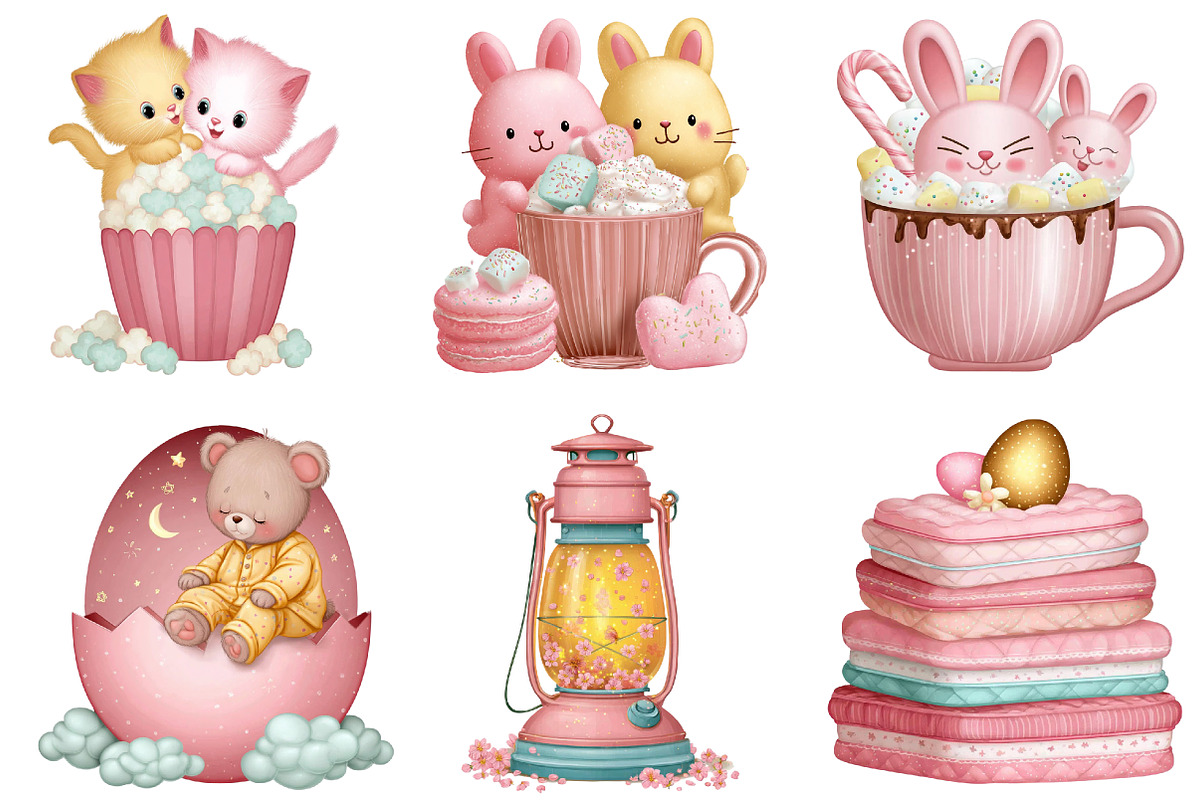 Slumber Party Easter Clipart, an Illustration by DreamArtGraphic (Photo 5 of 5)
