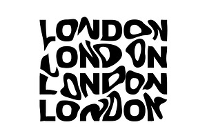 London Typography Text. Wavy Letters