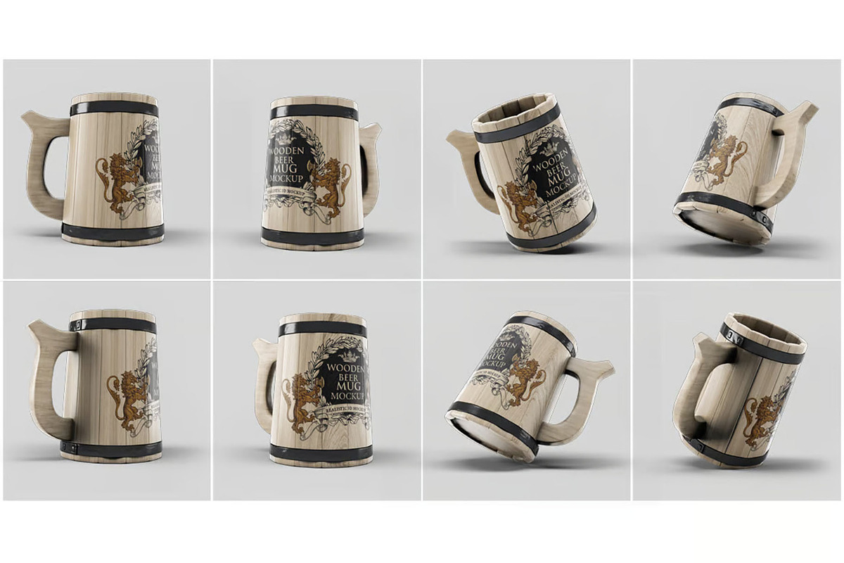 Wooden Beer Mug Mock-Up, a Product Mockup by DesignRushMarket (Photo 1 of 9)
