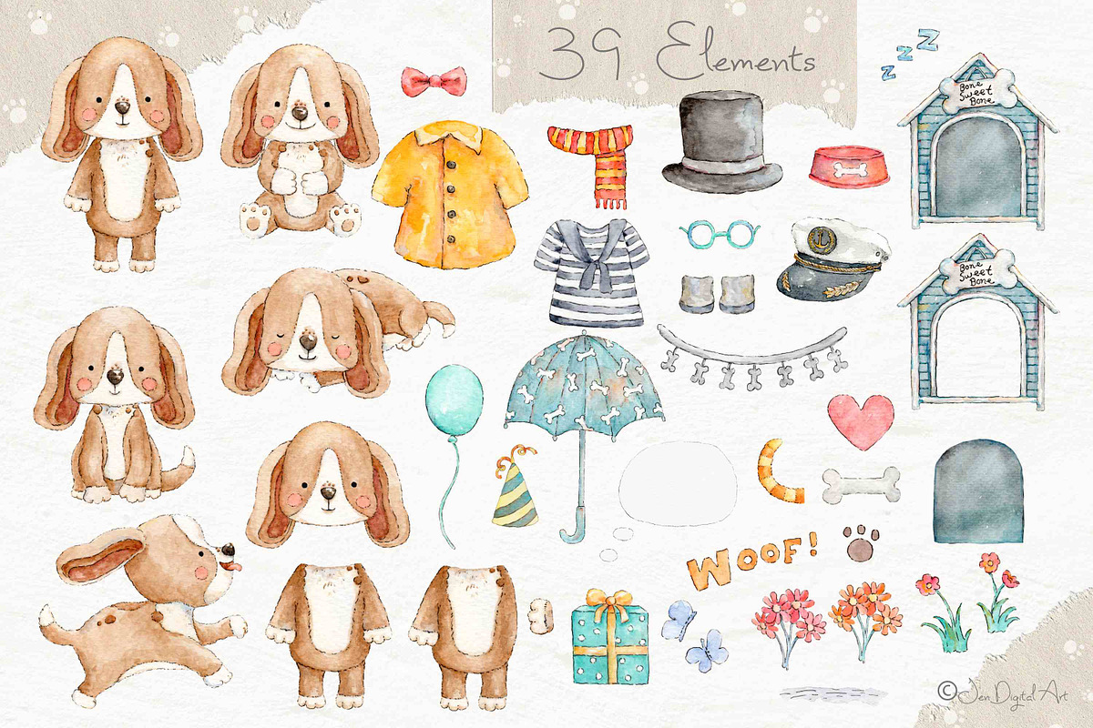 Life of a Dog Watercolour Collection, an Animal Illustration by Jen Digital Art (Photo 2 of 6)