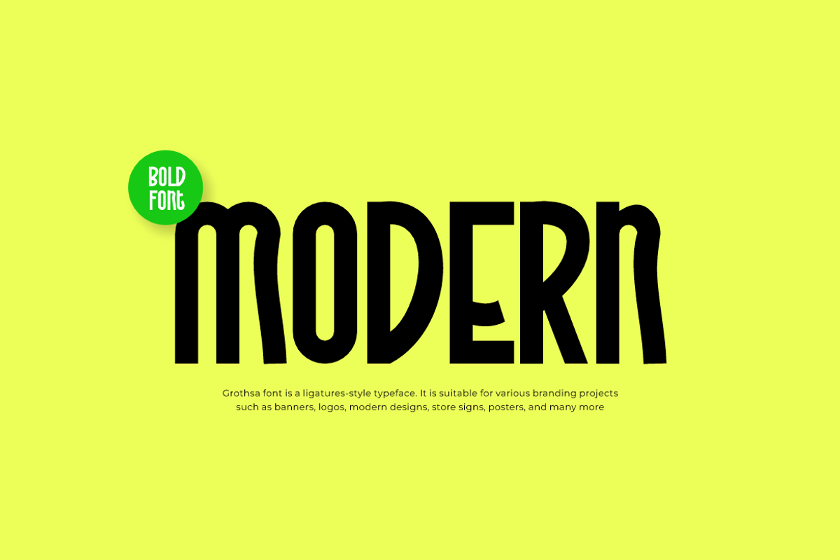 Grothsa - Creative Ligatures Font, a Sans Serif Font by QR Design Studio (Photo 3 of 8)