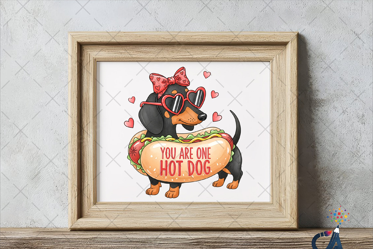 Cute Valentine Dachshund Dog Hot Dog, an Illustration by Creative Art (Photo 5 of 6)