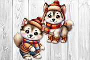 Cute Autumn Husky Dog Clipart Set, a Seasonal Illustration by V Design Creator (Thumbnail 5 of 9)