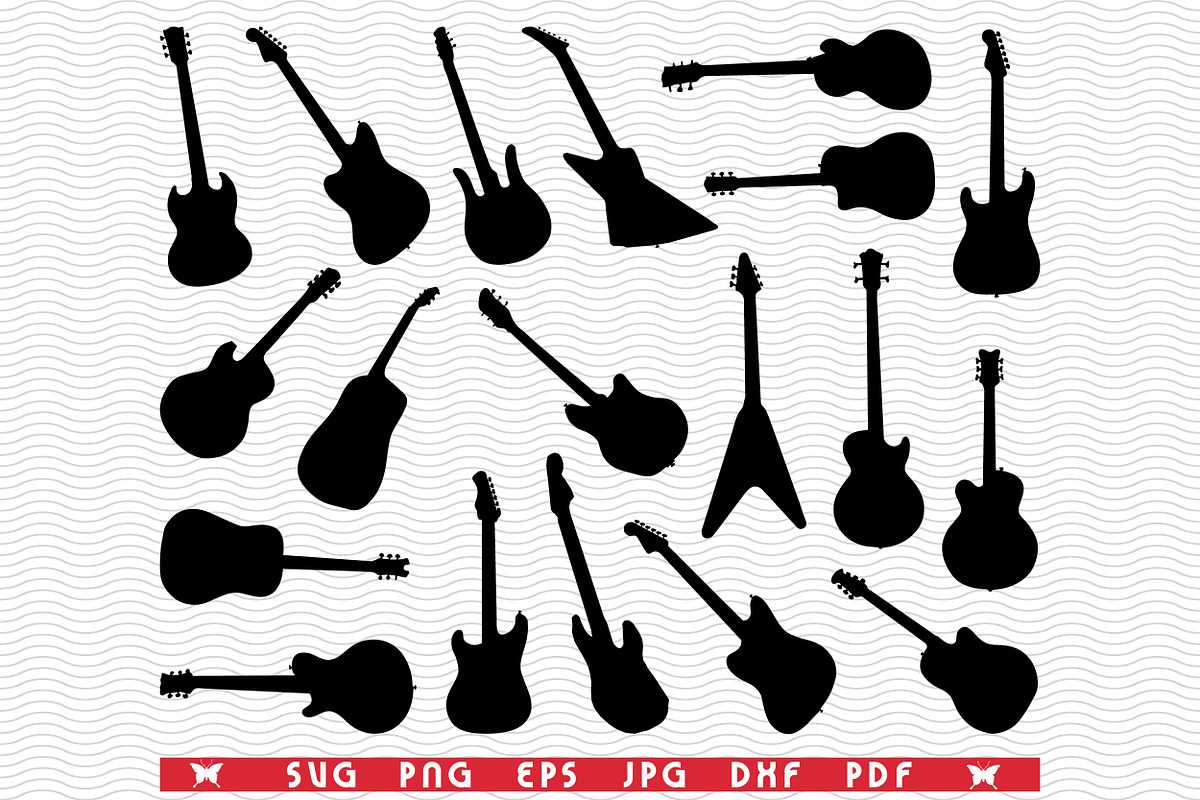 SVG, Guitars, Black silhouettes, an Object Graphic by DesignStudioRM (Photo 3 of 3)