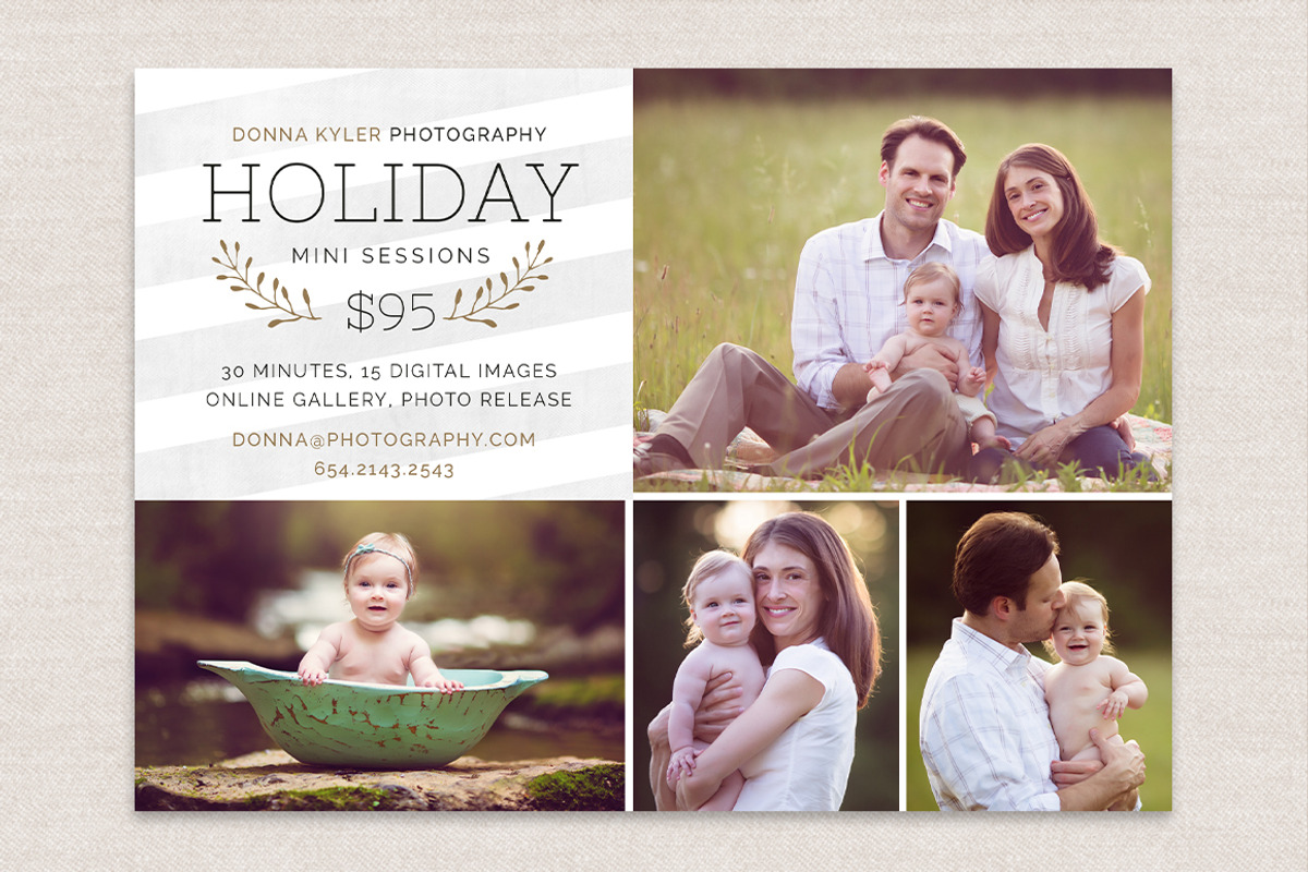 Holiday mini session marketing board, a Flyer Template by OtoStudio