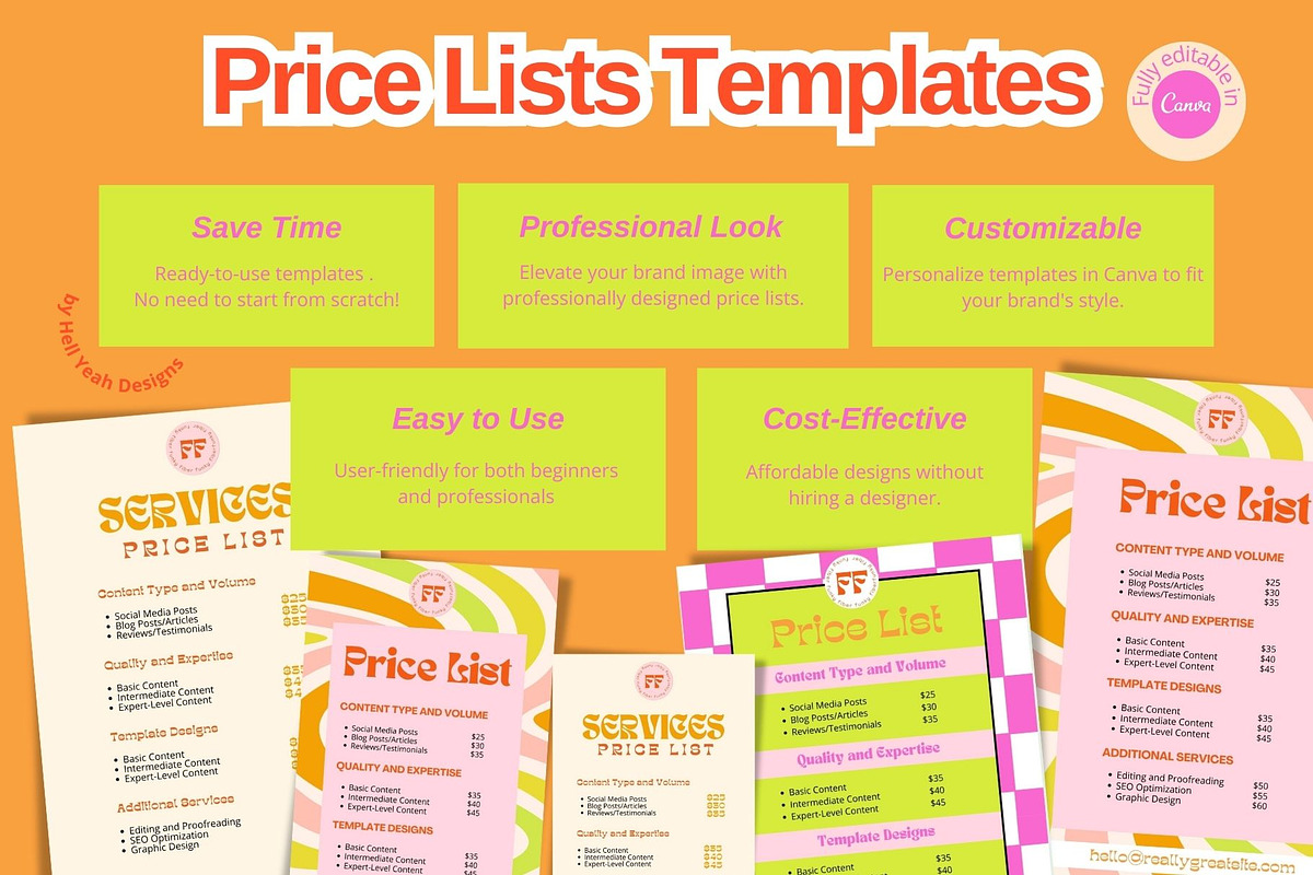 Funky Price List Templates, a Stationery Template by Hell Yeah Designs (Photo 4 of 7)
