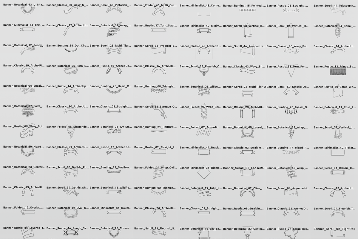 Text Banner Stamps Set for Procreate, a Brush Add-On by Selentaori Studio (Photo 2 of 11)