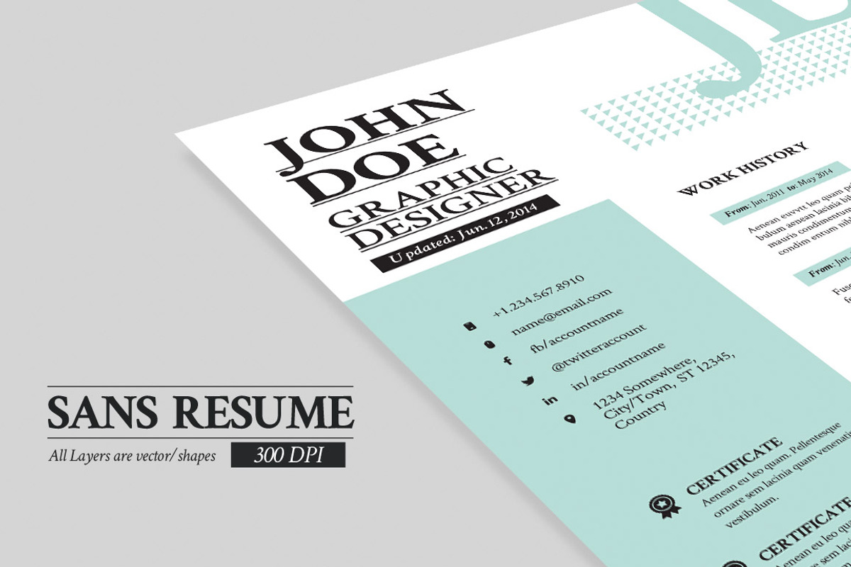 Sans Resume -Cover Letter -Portfolio, a Resume Template by Pixel Strawberry (Photo 1 of 5)