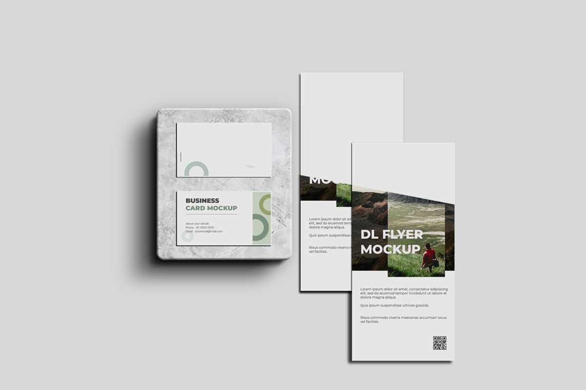 DL Flyer & Business Card Mockup, a Mockup by Modaldesain