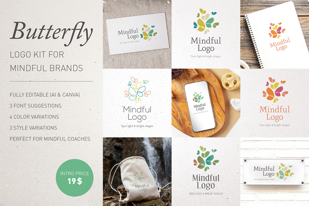 Butterfly Bloom – Mindful Logo Kit, a Branding & Logo Template by Elibee (Photo 1 of 11)