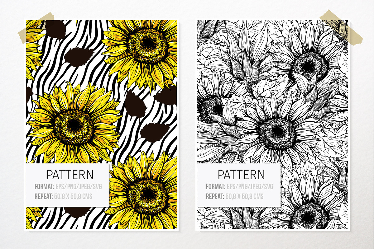 Sunflower Patterns Collection, a Pattern Graphic by ilonitta (Photo 7 of 16)
