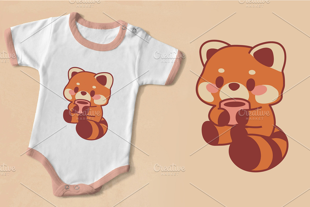Kawaii Red Panda. T-Shirt, PNG, SVG., an Animal Illustration by KENO Mascots (Photo 4 of 8)
