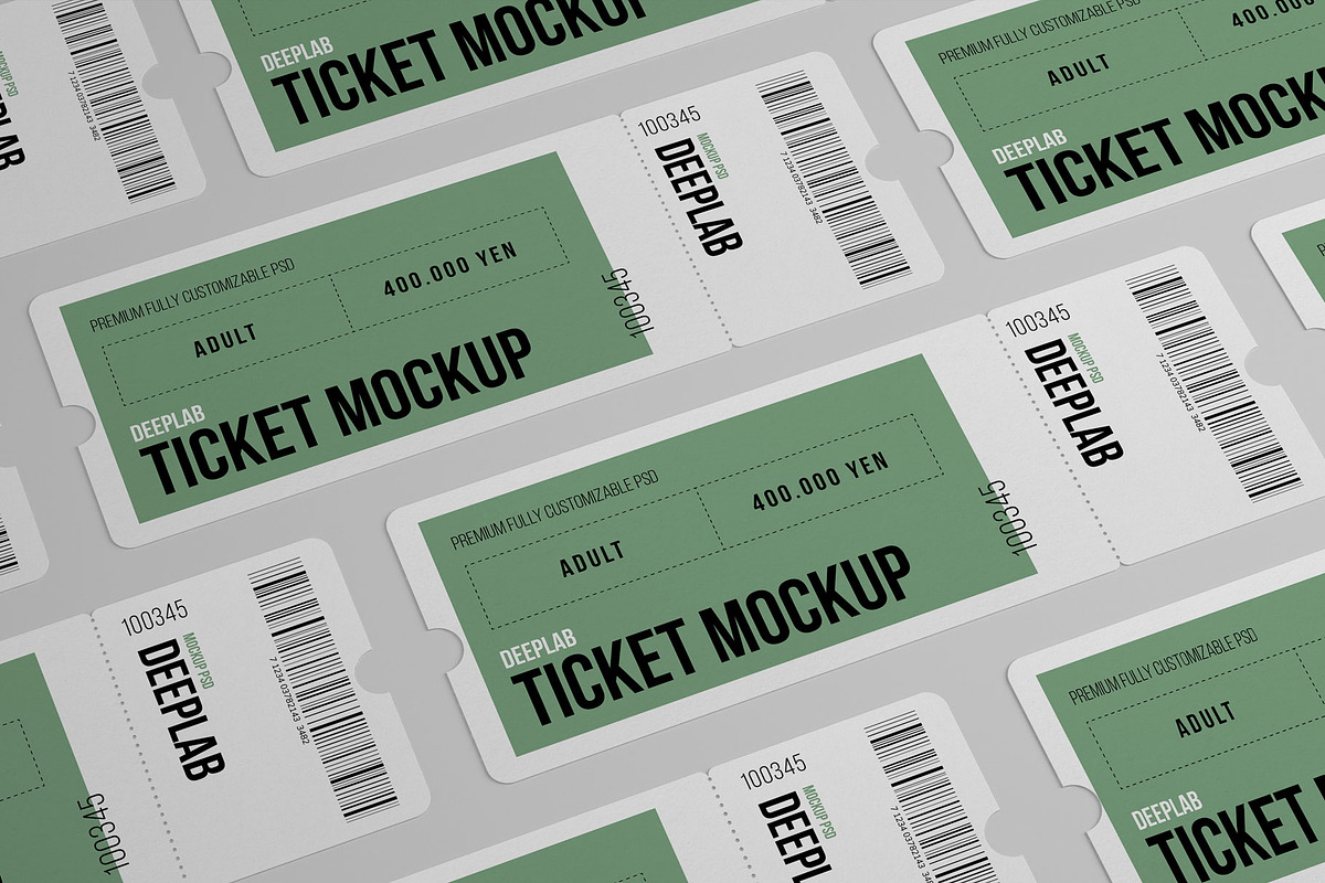 Tickets Mockup Set - 17 styles, a Print Template by Deeplab (Photo 11 of 20)