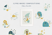 Mermaids and Sea animals collection, an Animal Illustration by polikarpovaart (Thumbnail 5 of 11)