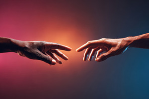 Two hands reaching toward each other, a Person Photo by AlyaAnd