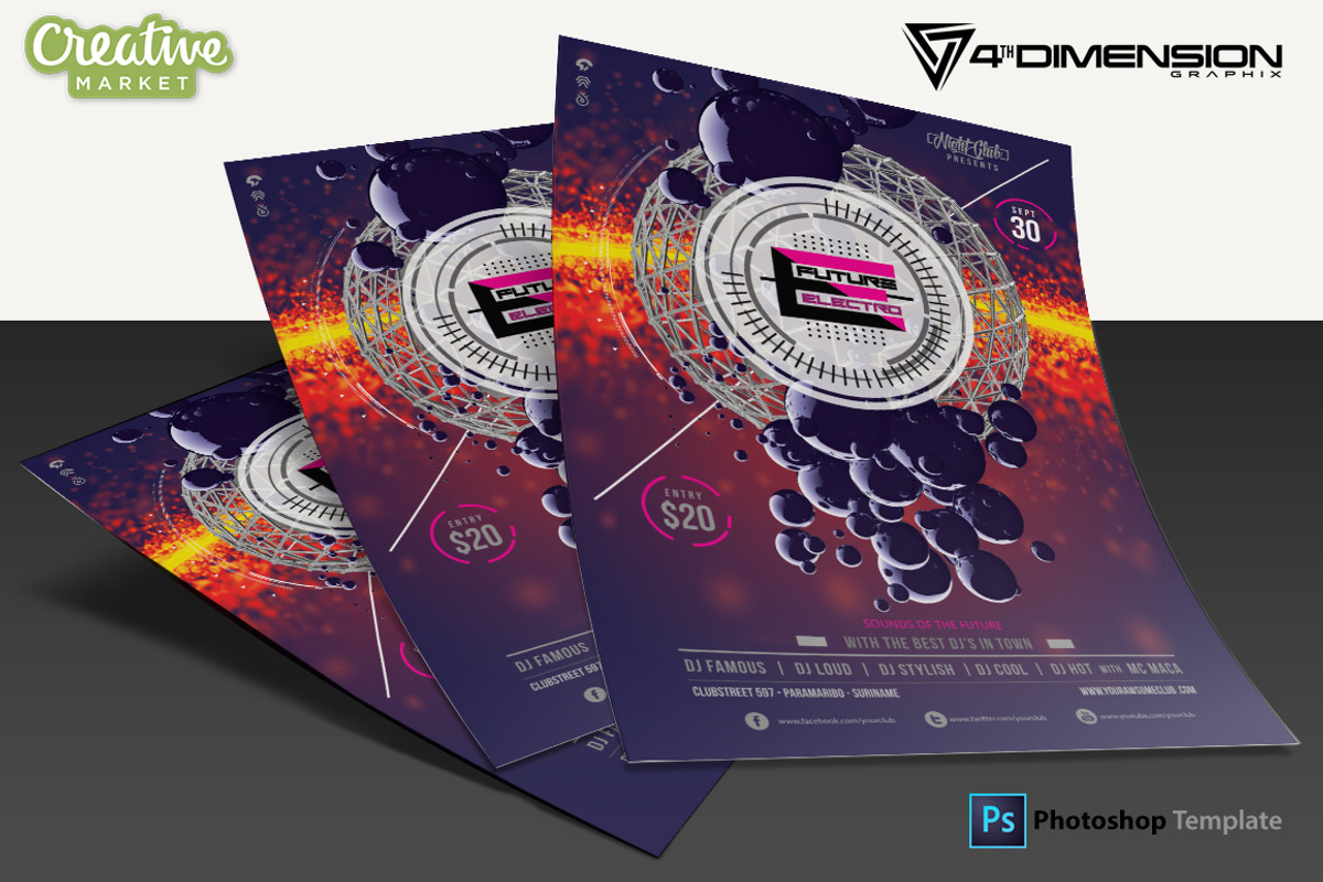 Future Electro A4 Flyer Template, a Flyer Template by Ravi Rajcoomar (Photo 3 of 3)