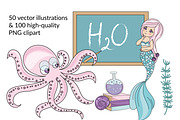 MERMAID SCHOOL, a Decorative Illustration by FARAWAYKINGDOM (Thumbnail 2 of 11)