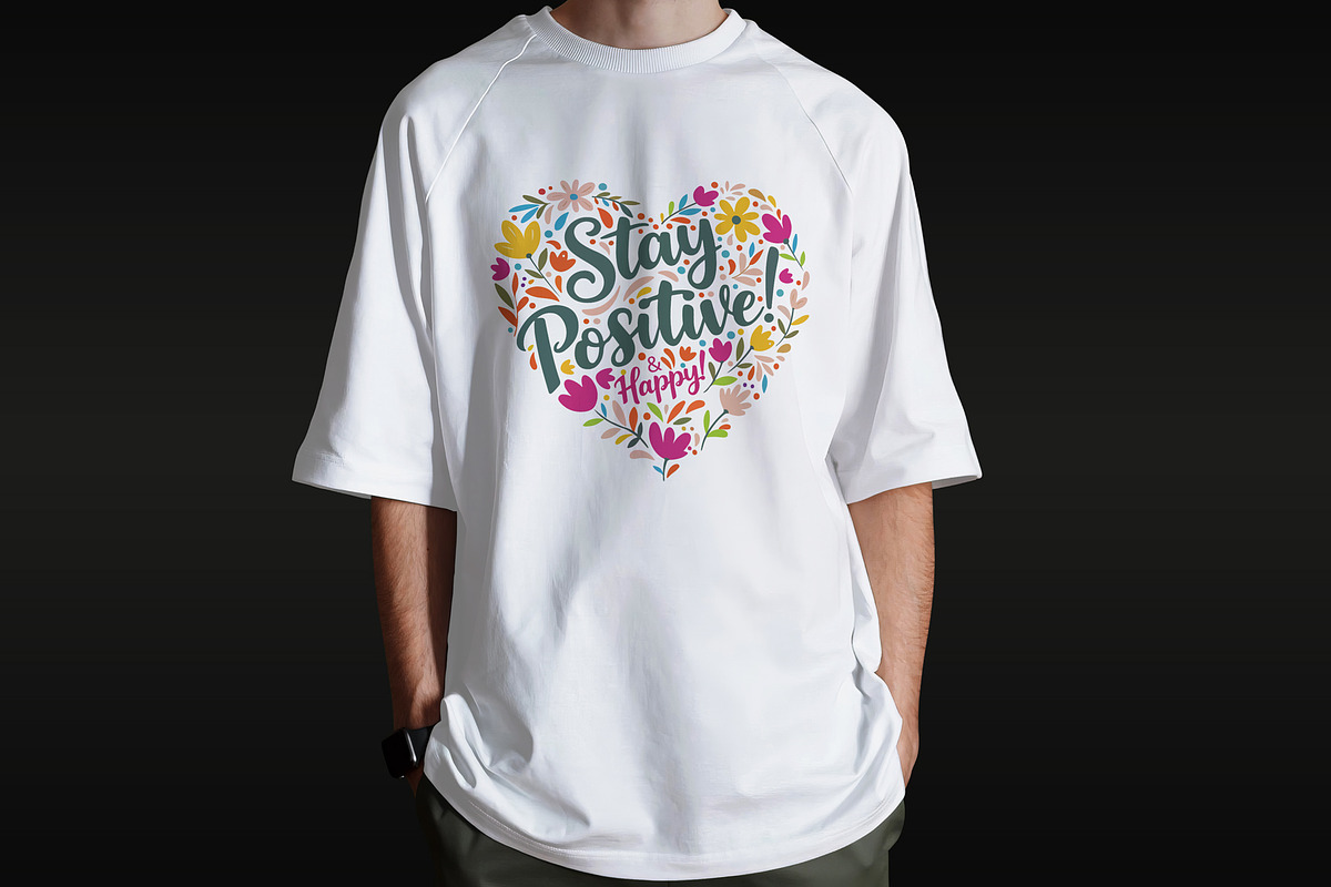 Stay Positive T-Shirt Design, an Object Illustration by Ahluva Studio (Photo 5 of 6)
