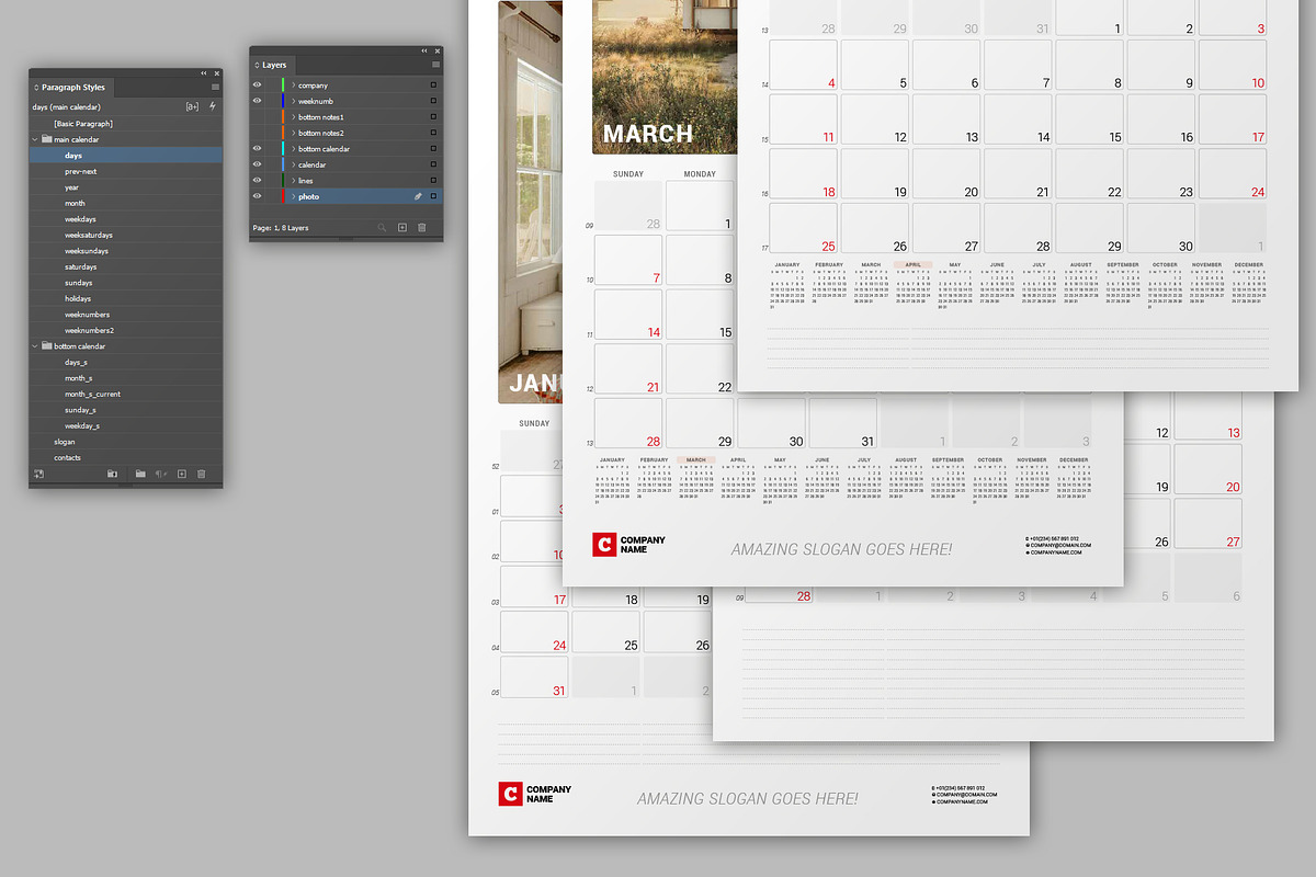 Wall Calendar 2027 (WC030-27), a Stationery Template by mikhailmorosin (Photo 6 of 6)