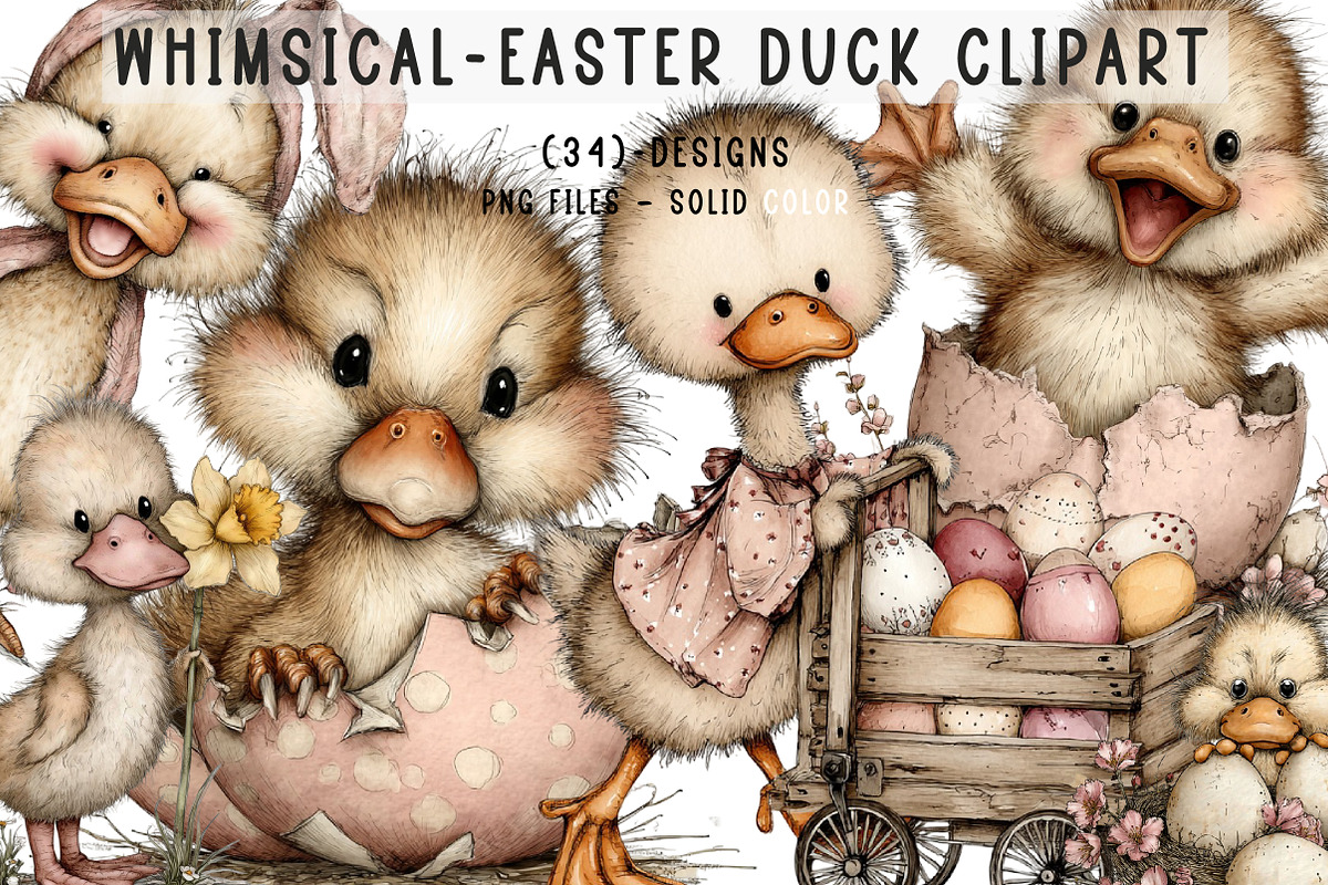 Whimsical - Easter Duck Clipart, an Illustration by CreationArt (Photo 1 of 6)