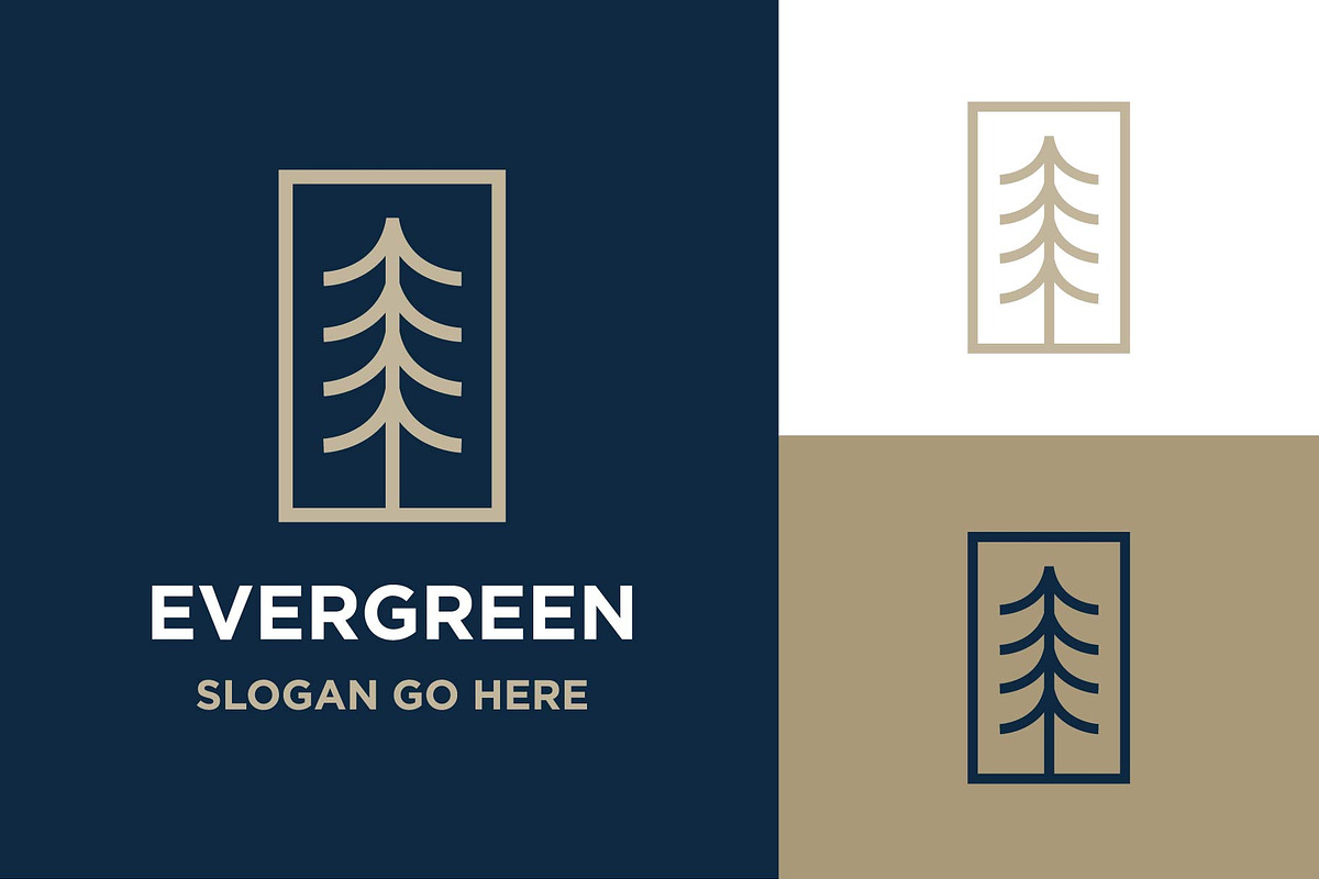 Minimalist line pine tree logo, a Branding & Logo Template by funpixel