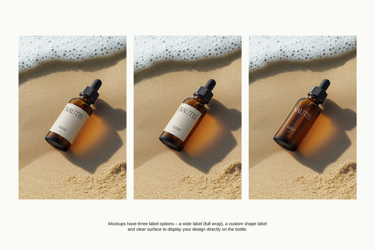Coastal Cosmetic Bottle Mockups, a Packaging Mockup by Wildfield Studio (Photo 4 of 6)