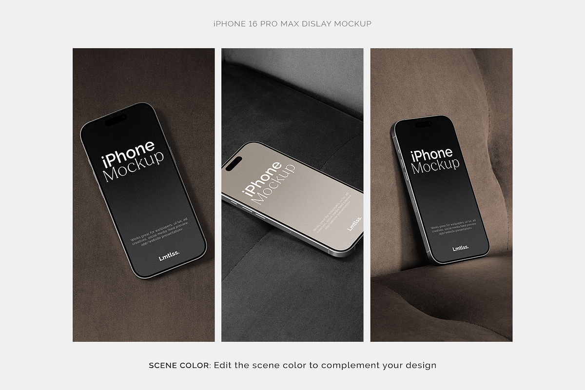 iPhone 16 Pro Max - 6 Mockup Scenes, an iPhone Mockup by Limitless Design (Photo 5 of 9)