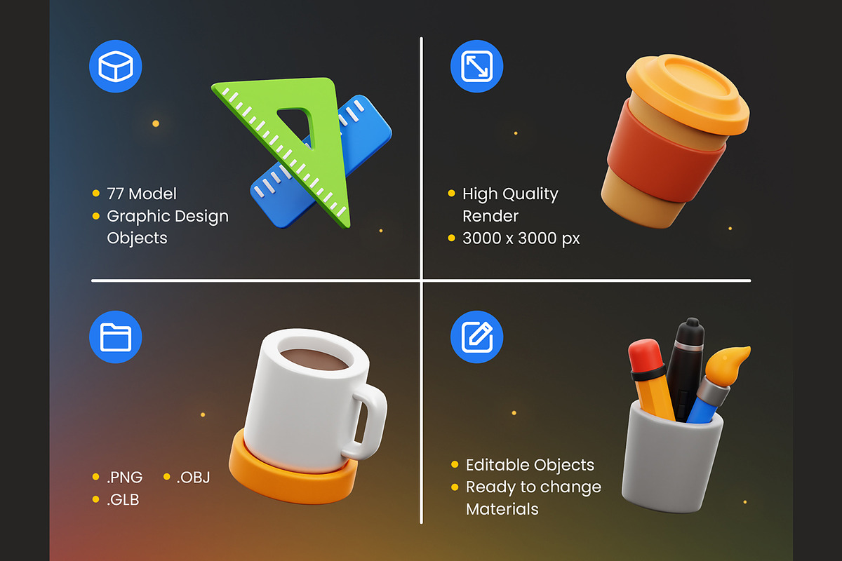 Graphic Design 3D Icons, an Object 3D Model by Rakata Studio (Photo 2 of 7)