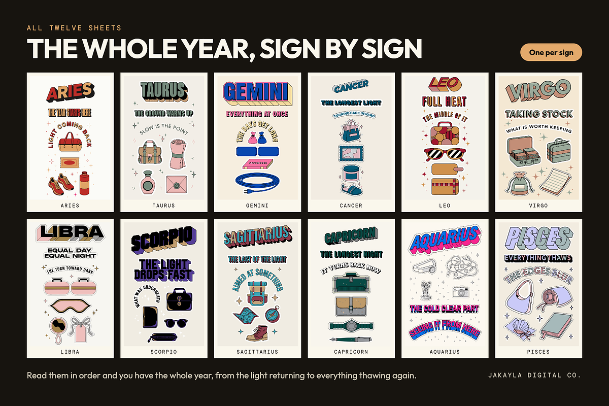96 Retro Zodiac Travel Graphics, an Object Graphic by Jakayla Digital Co (Photo 2 of 11)