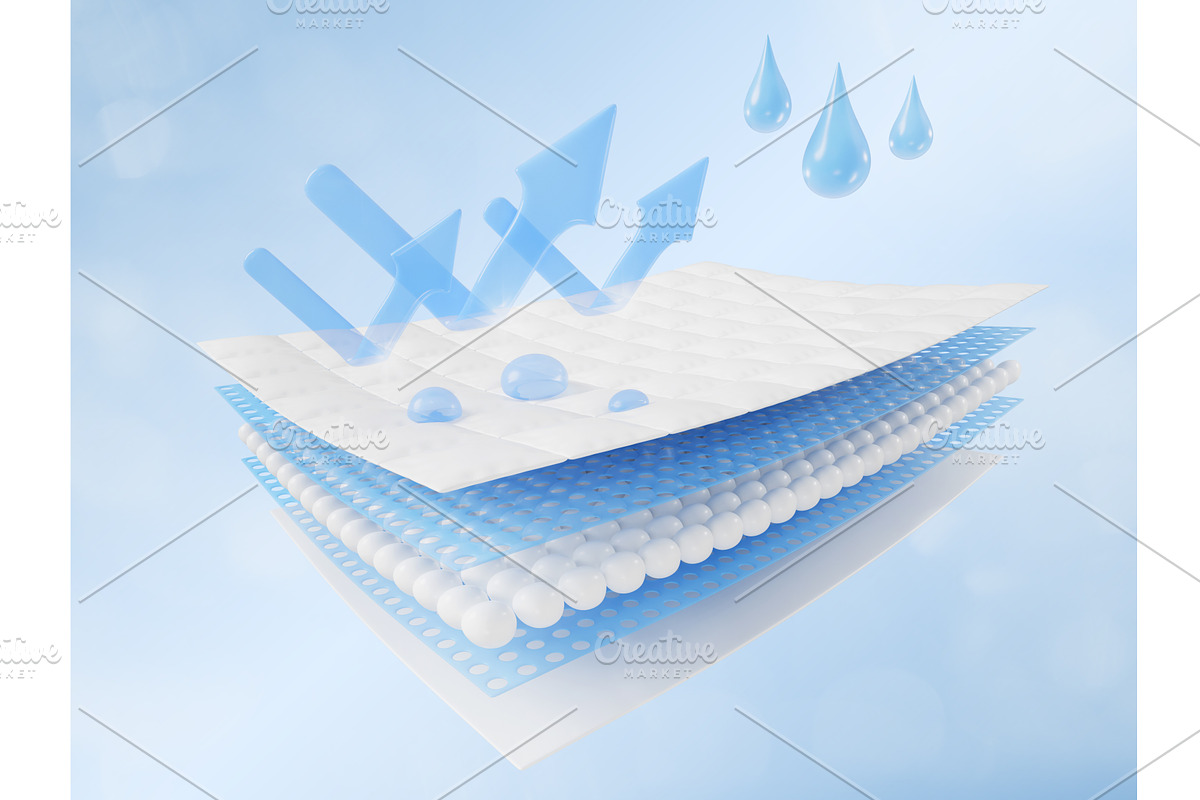 3D waterproof breathable fabric icon, a Textures & Material 3D Model by Marozhkastudio