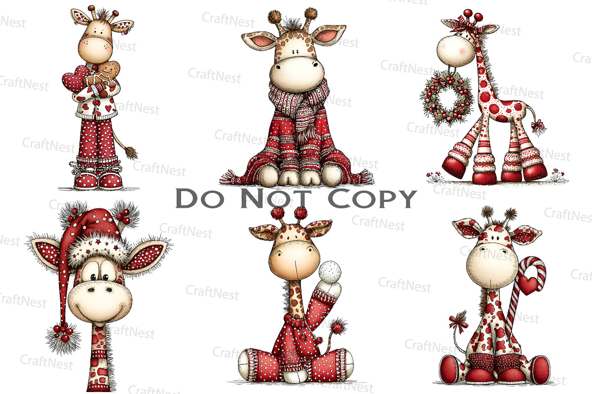 Whimsical Christmas Giraffe Clipart, an Illustration by Craft Nest (Photo 2 of 8)