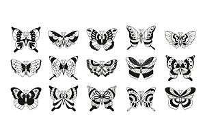 Black Butterfly Stickers. Realistic