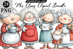 Mrs Claus Clipart Bundle, an Illustration by Daily.Designs