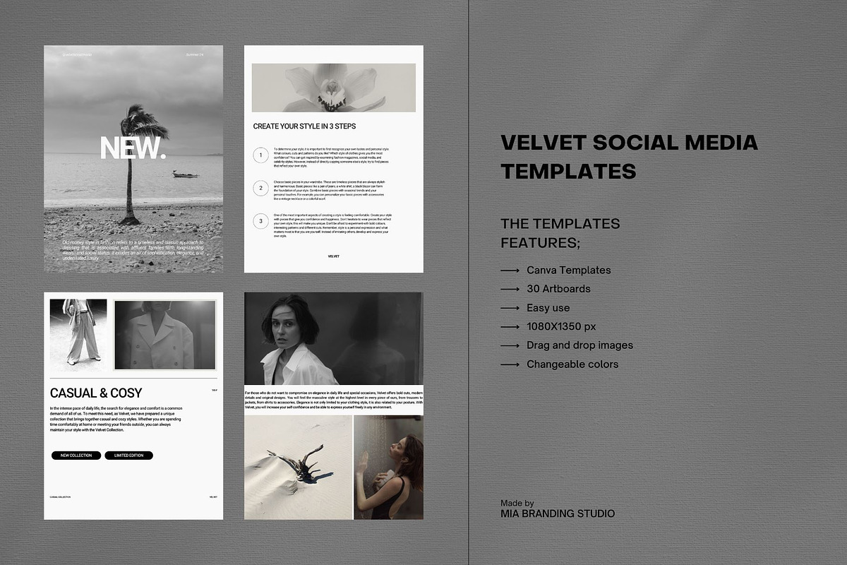 VELVET / Canva Instagram Templates, a Social Media Template by Mia Branding Studio (Photo 9 of 9)