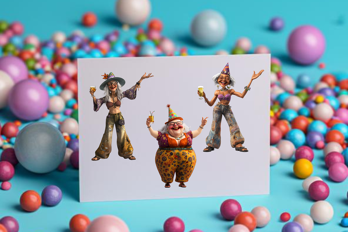 HIPPIE OLD LADY NANA CLIPART PACK, a Person Illustration by Daring Digies (Photo 9 of 9)