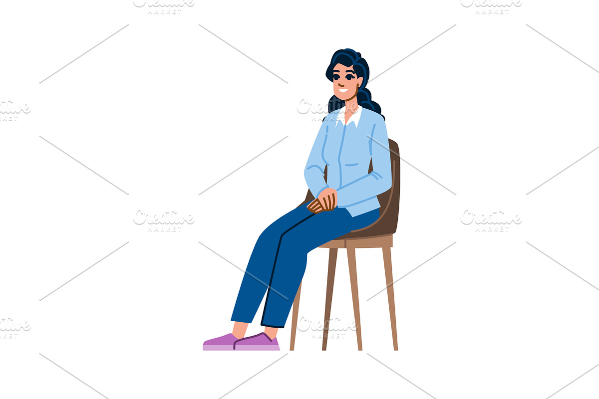Smiling businesswoman sitting on, a Person Illustration by pikepicture