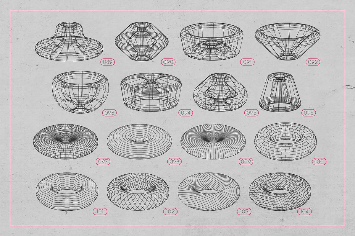 3D Wireframe Shapes | set 3, an Object Graphic by MaximGertsen (Photo 2 of 7)