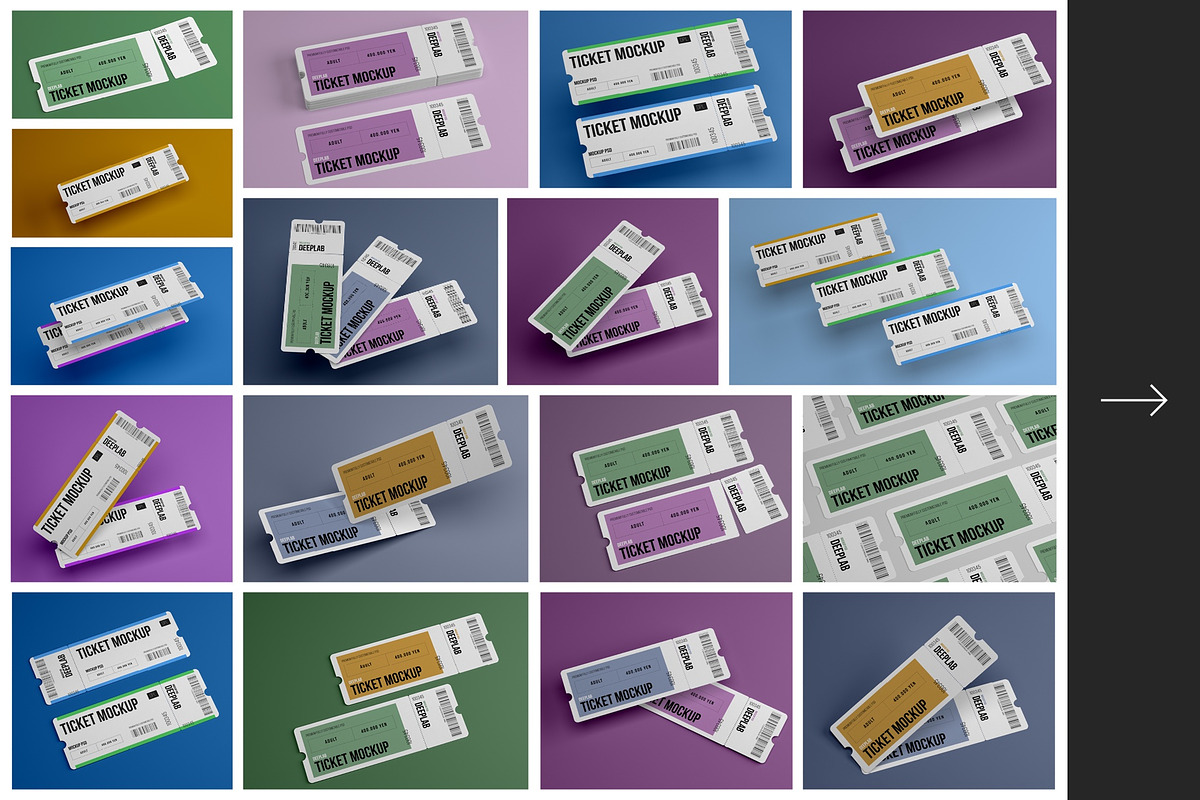 Tickets Mockup Set - 17 styles, a Print Template by Deeplab (Photo 2 of 20)
