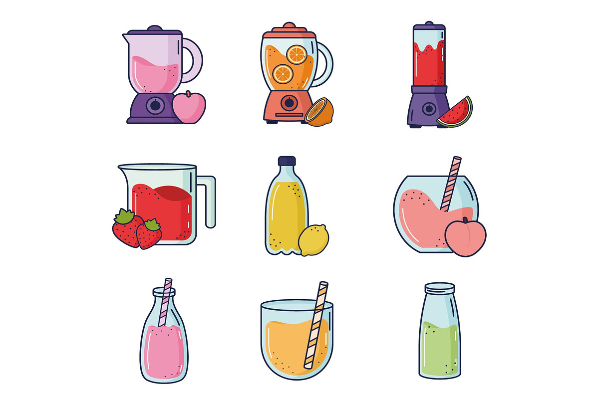 Smoothie Illustration Set, a Food Illustration by studiogstock (Photo 2 of 3)