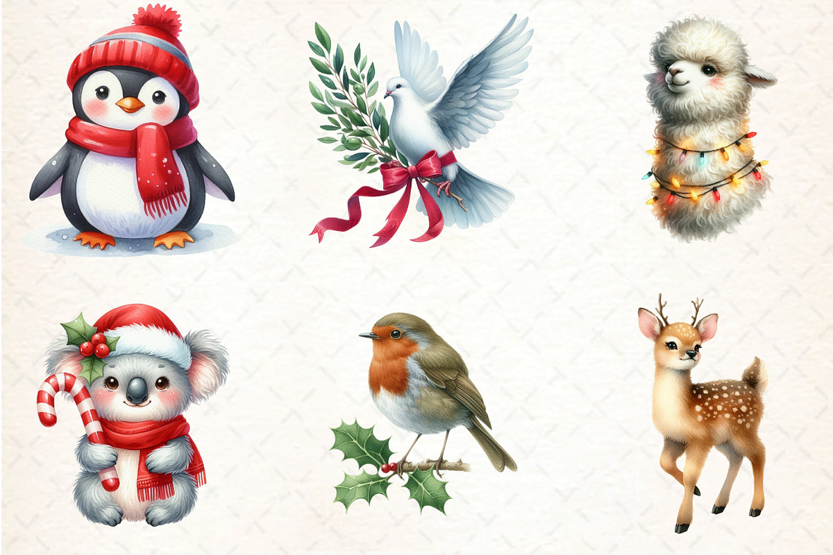 Christmas Animals Clipart, an Illustration by DreamCafeArt (Photo 2 of 8)