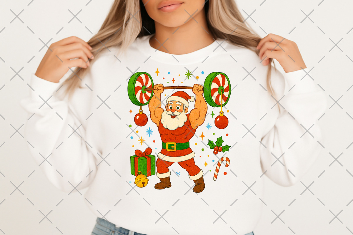 Funny Bodybuilder Santa Claus PNG, an Illustration by Craft Nest (Photo 2 of 6)