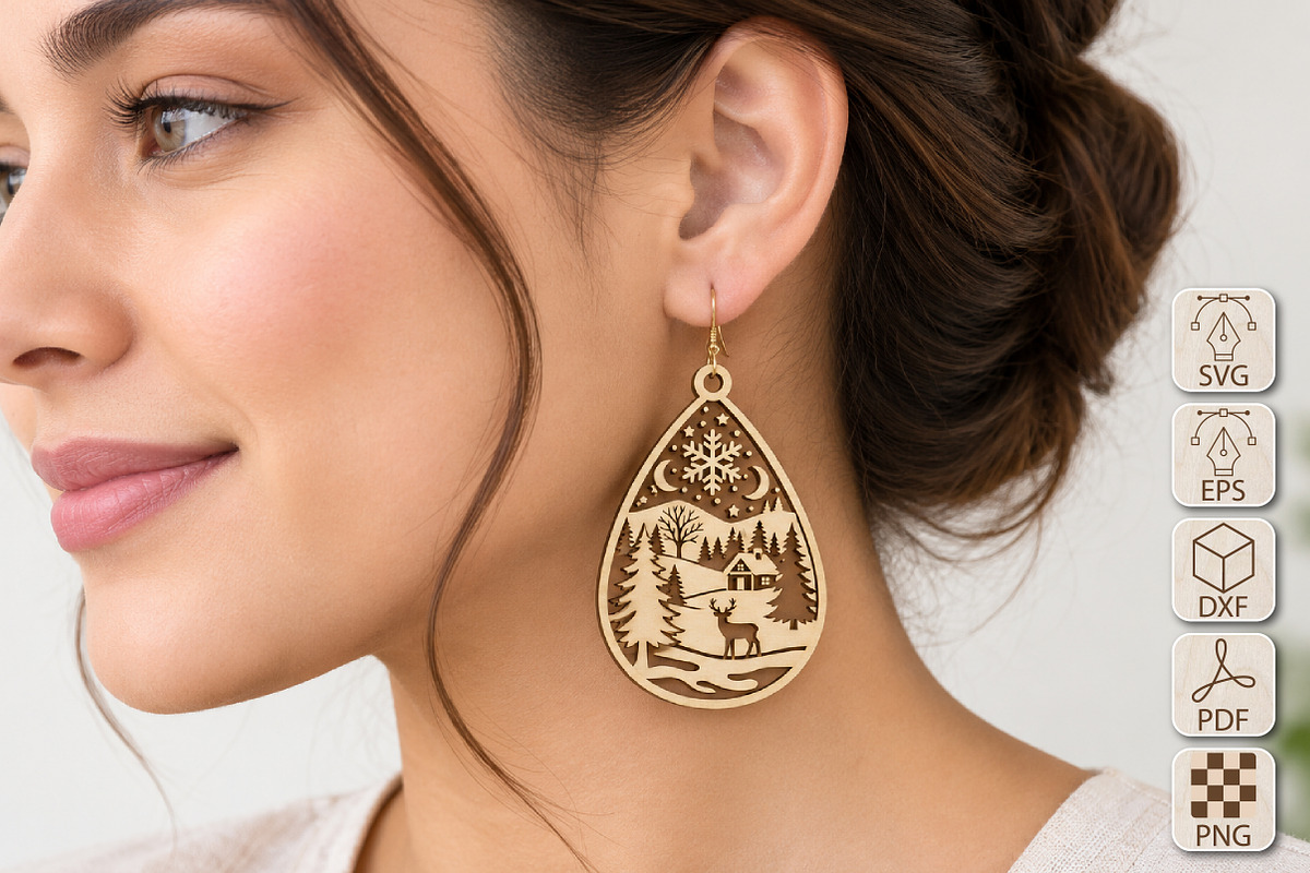 Christmas Earrings Laser Cut SVG, an Object Graphic by Canvas Craft (Photo 3 of 3)