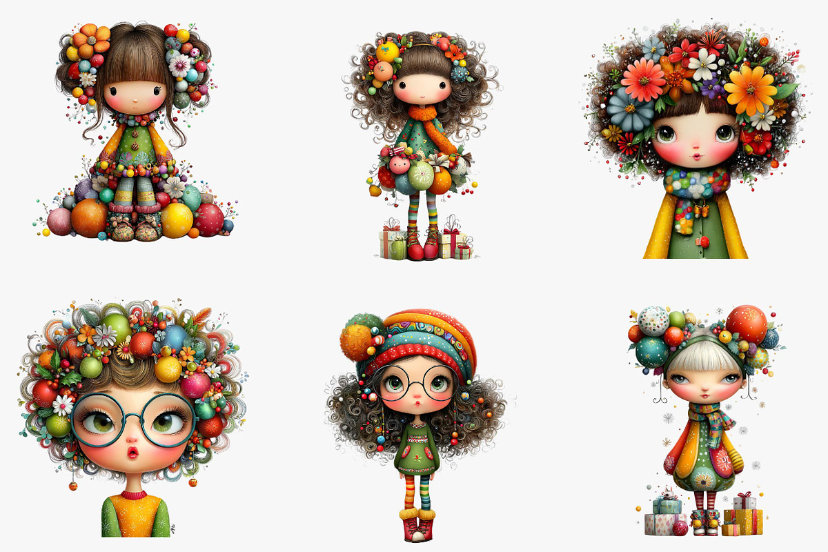 Quirky Christmas Cute Girl Clipart, an Illustration by CreationArt (Photo 5 of 5)