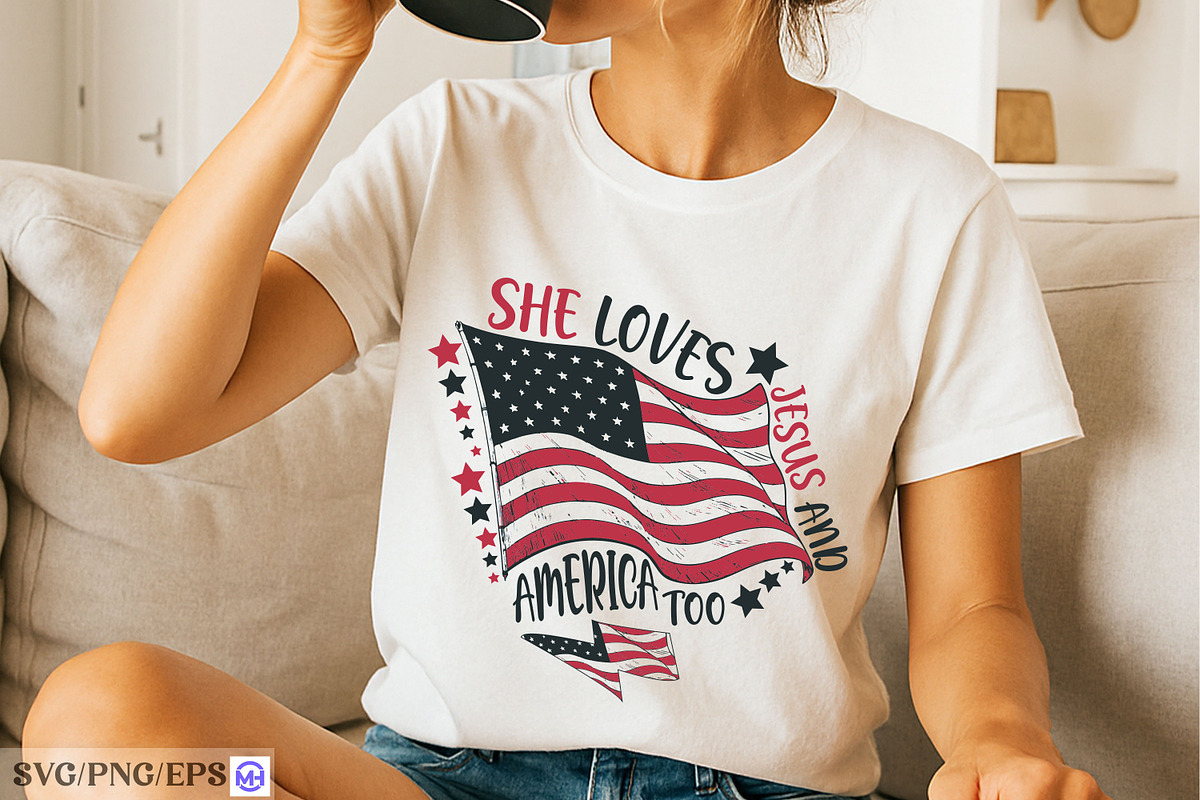 She Loves Jesus and America Too SVG, a Graphic by mh_arif (Photo 1 of 4)