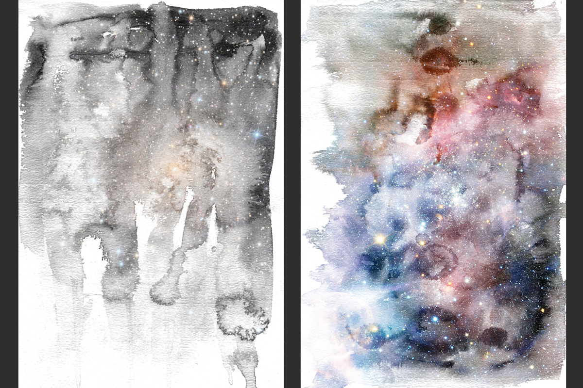 Galaxy India Ink Wash Backgrounds, a Texture Graphic by M. by mprintly (Photo 4 of 7)
