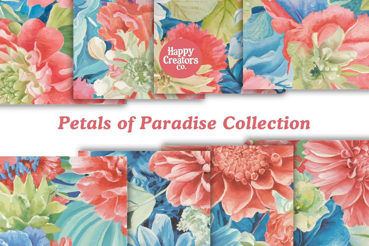 Petals of Paradise Digital Papers #2, a Pattern Graphic by Happy Creators Co. (Photo 5 of 7)